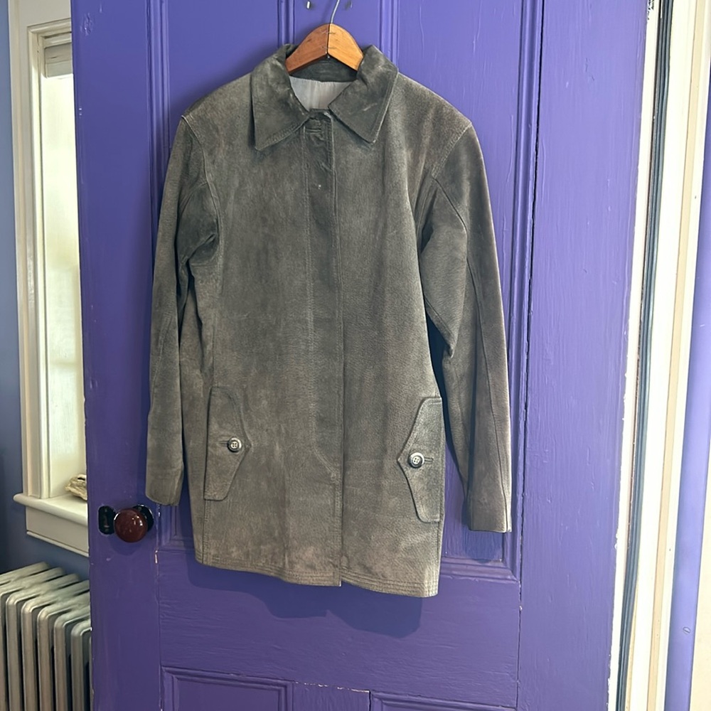 Vintage 1970’s Gray Suede Button Down Coat